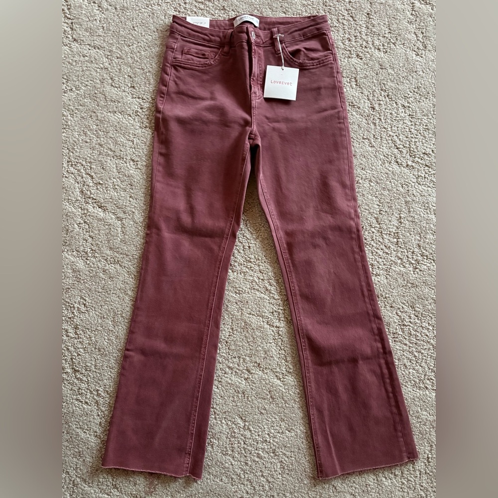 NWT Lovervet Mid-Rise Boot Cut Jeans in Dusty Mauve